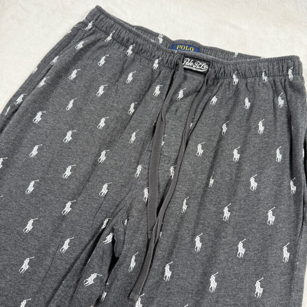 Polo Ralph Lauren Mens Sleepwear Jogger Pants Gray Pony Print Size Medium